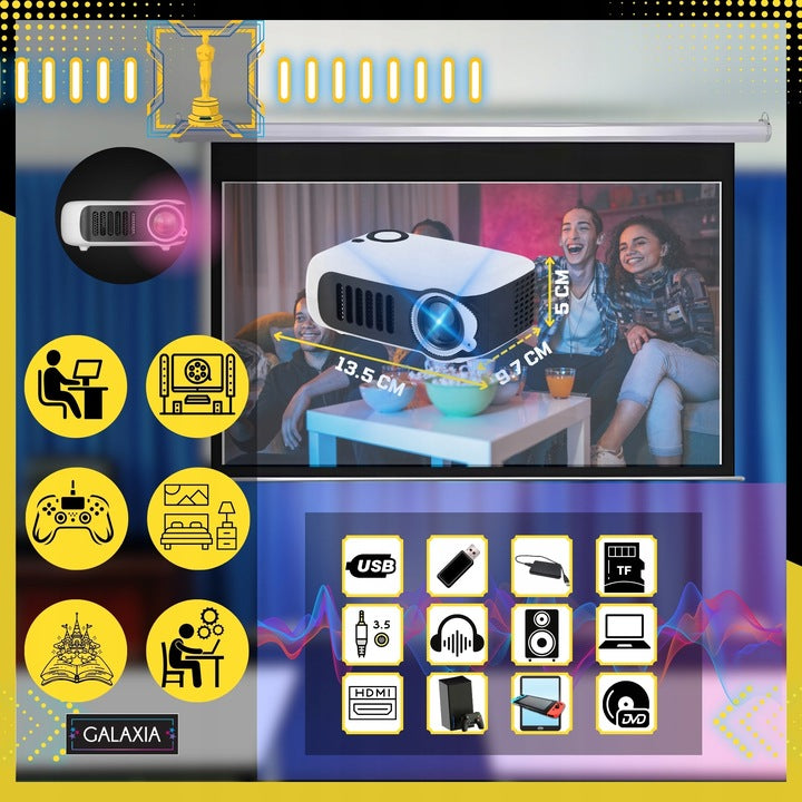 PROJECTOR MINI PORTABLE Multimedia PROJECTOR for Computer 1080P HD Tripod Packaging status original