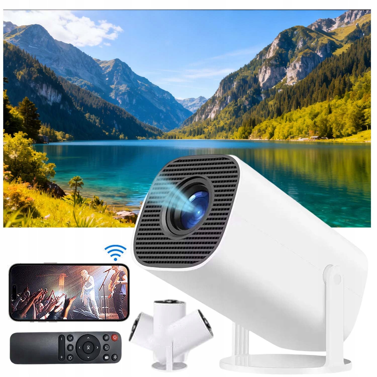 PROJECTOR PORTABLE MINI WIFI REMOTE CONTROL ANDROID TV LED BLUETOOTH WHITE