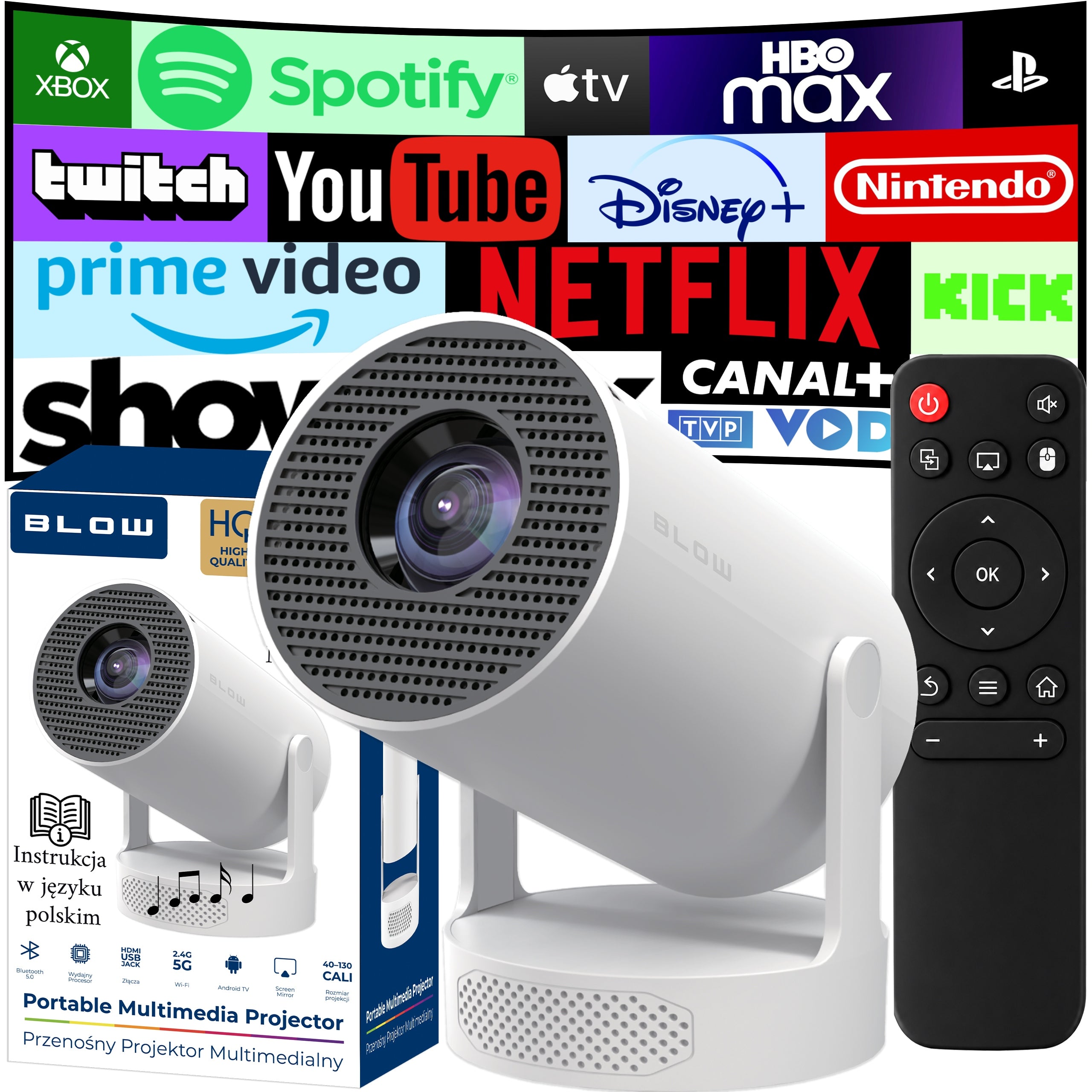 PROJECTOR ROTARY ANDROID SMART TV WIFI FULL HD SPEAKER LED HDMI