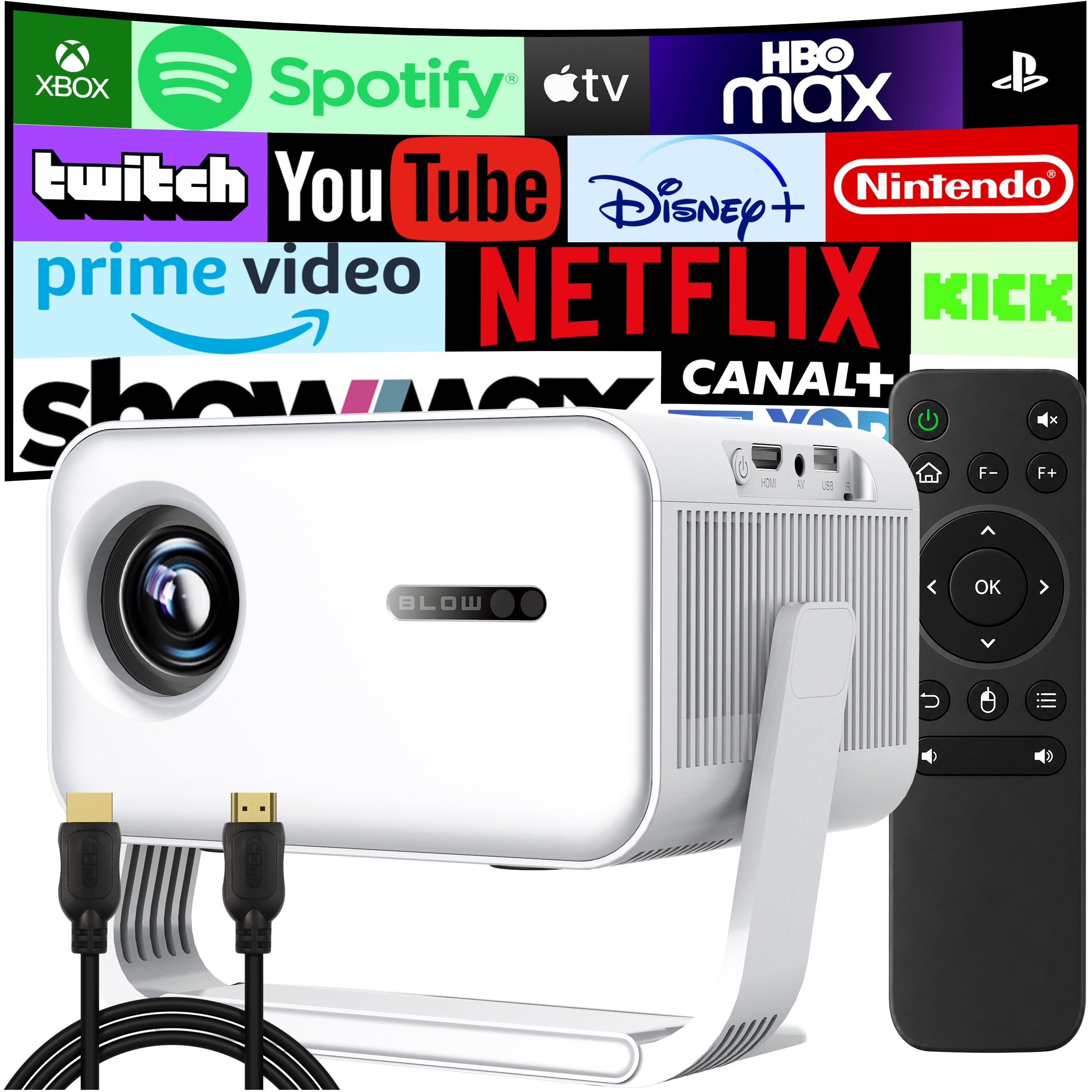 PROJECTOR ROTATING PROJECTOR SPEAKER ANDROID HDMI SMART TV WIFI FULL HD LED