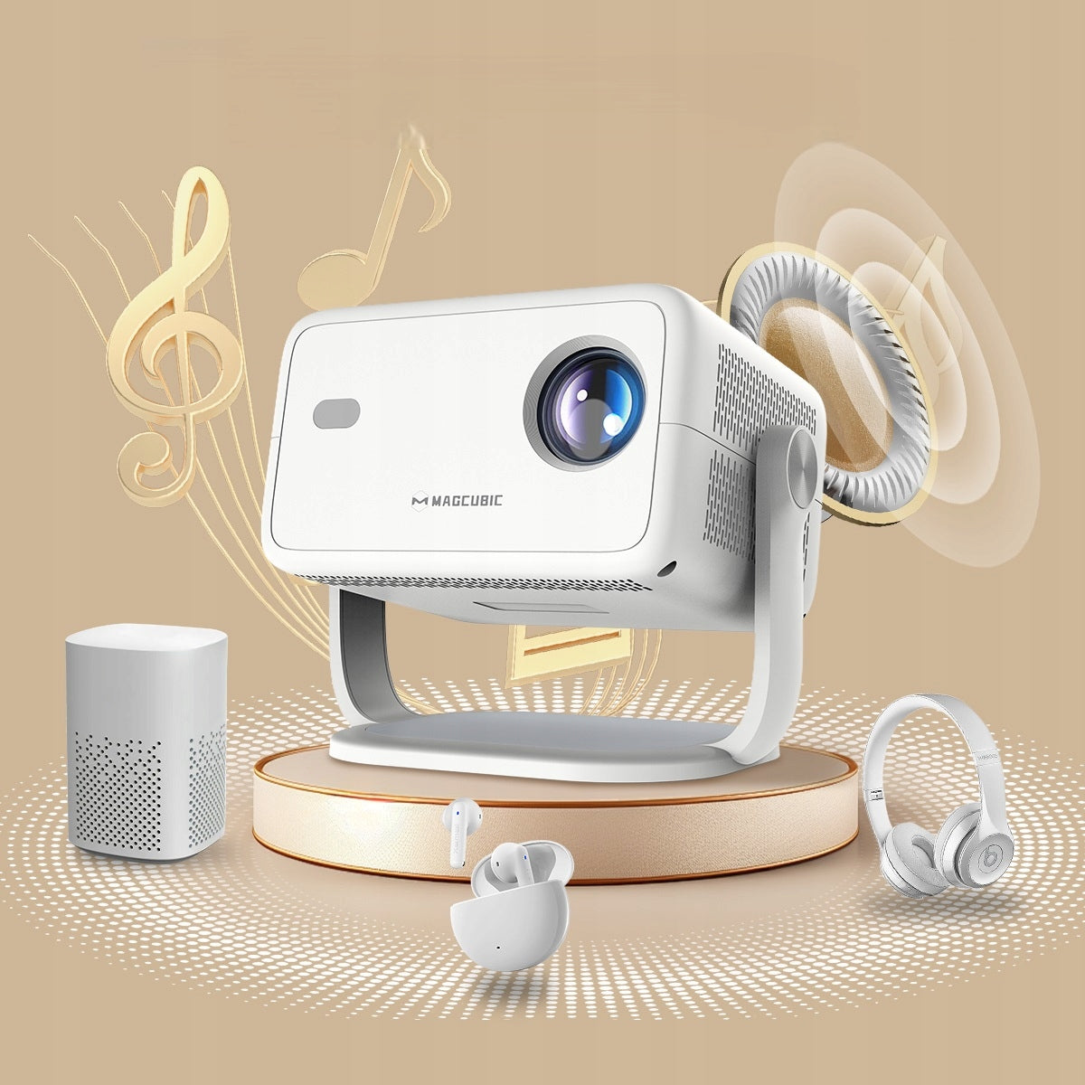 PROJECTOR SMART MAGCUBIC L018 4K 1080p ANDROID LED TV WiFi SPEAKER BT 2025 Model O8