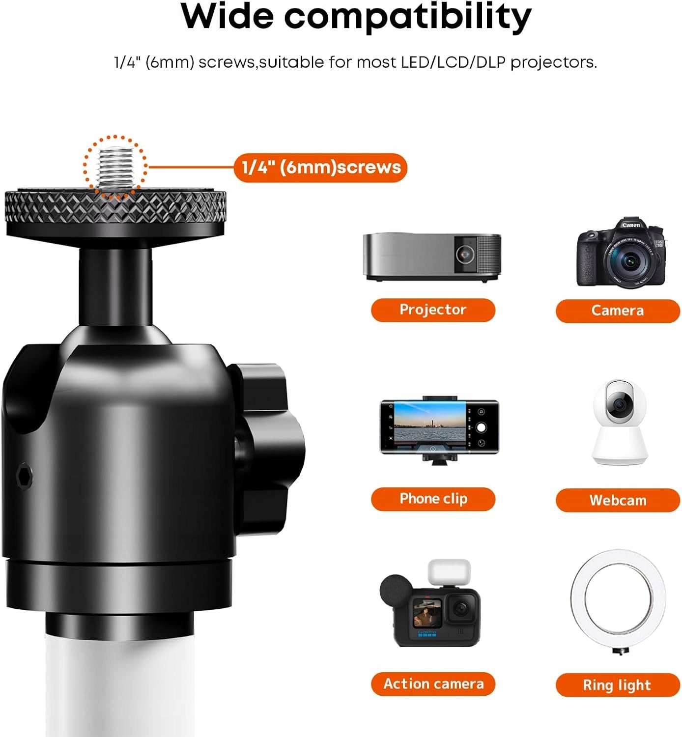 PROJECTOR STAND 360 DEGREES TO 5 KG WHITE ADJUSTABLE HEIGHT Manufacturer code 0087918935020