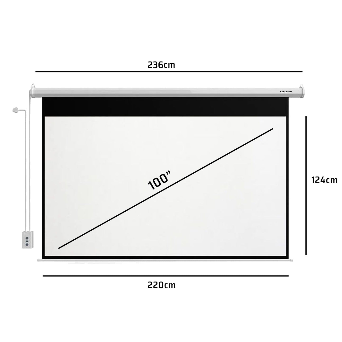 PROJECTOR WALL PROJECTION SCREEN ELECTRIC AUTOMATIC REMOTE CONTROL 100 INCH EAN (GTIN) 5908239763114