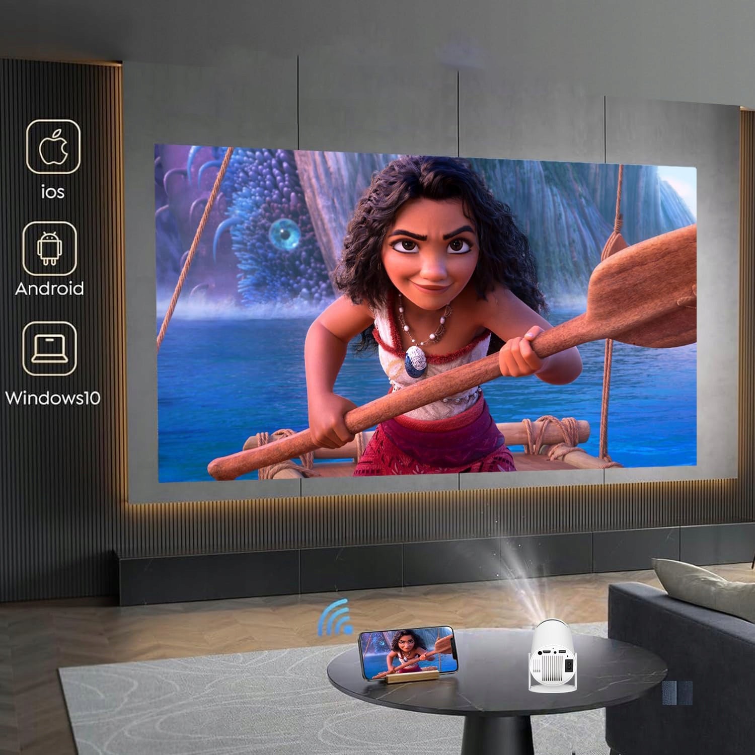 PROJECTOR WIFI ANDROID PORTABLE ROTATING 4K HD BLUETOOTH HY300 PRO Model HY300 pro