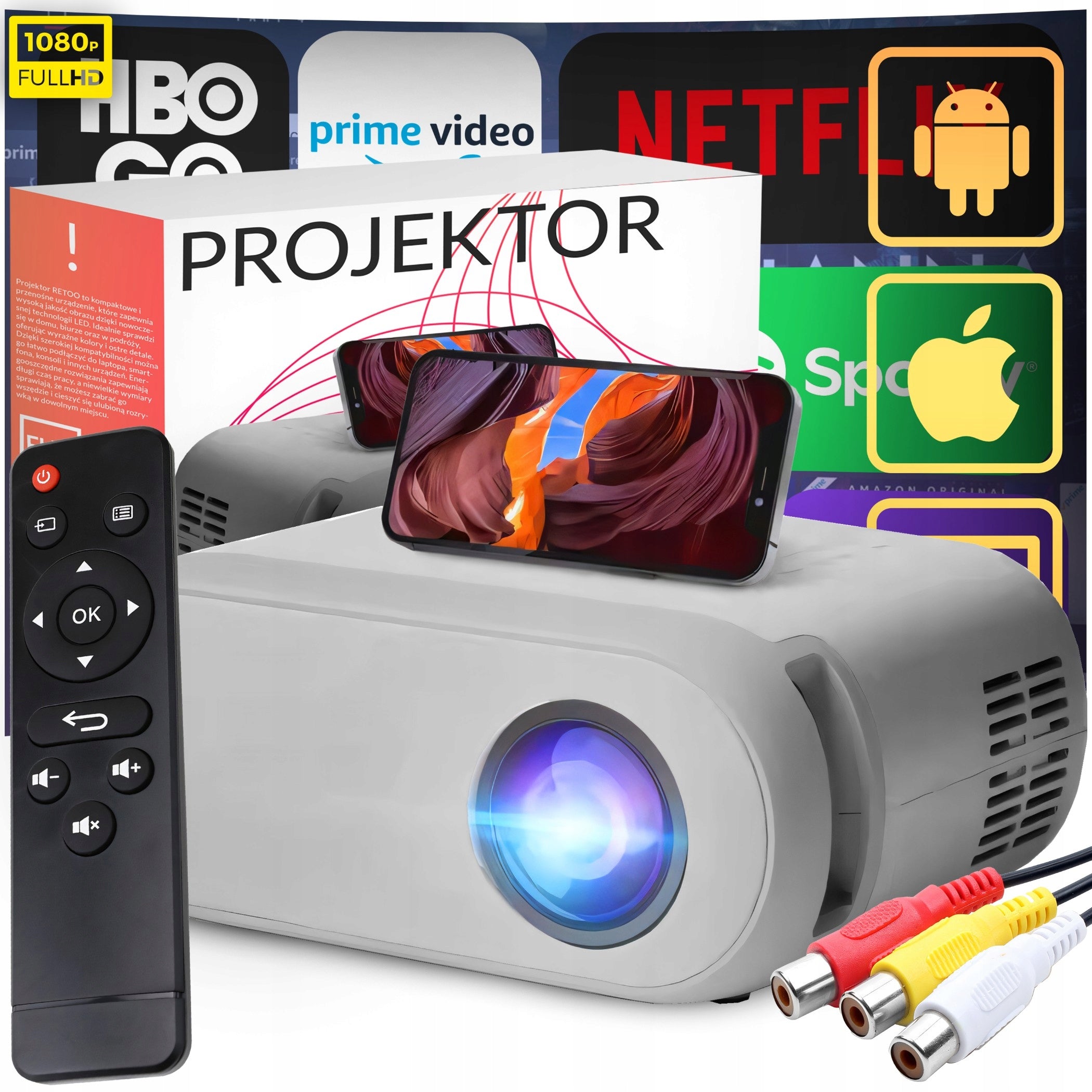 PROJECTOR WIFI HOTSPOT FULL HD 1080P 3000LM LED PORTABLE SPEAKER Packaging status original