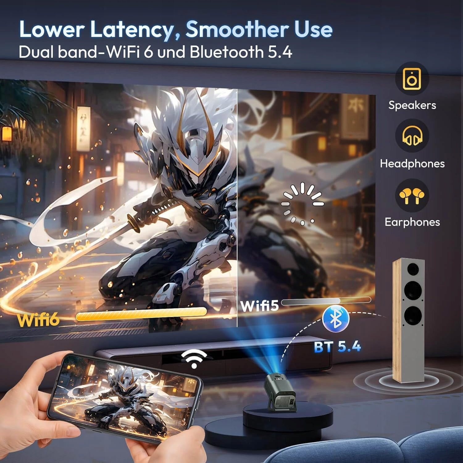 PROJECTOR XGODY GIMBAL 5 MINI ANDROID 11 WIFI BLUETOOTH 4K 180 BLACK Brand XGODY