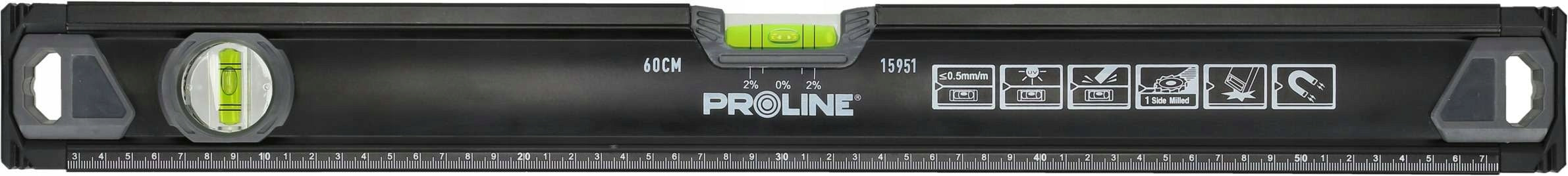 PROLINE ALUMINIUM LEVEL 150CM 1,5M 2 LIBELS 0,5MM/1M PREMIUM 15955 Brand Proline