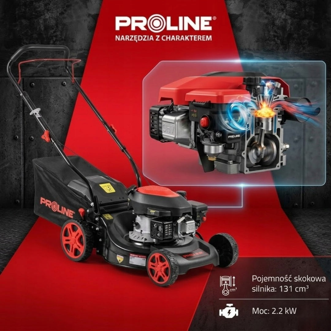 PROLINE DIESEL LAWN MOWER WITHOUT DRIVE WITH ADJUSTABLE 41cm, 131cc, 3HP Basket capacity 45 l