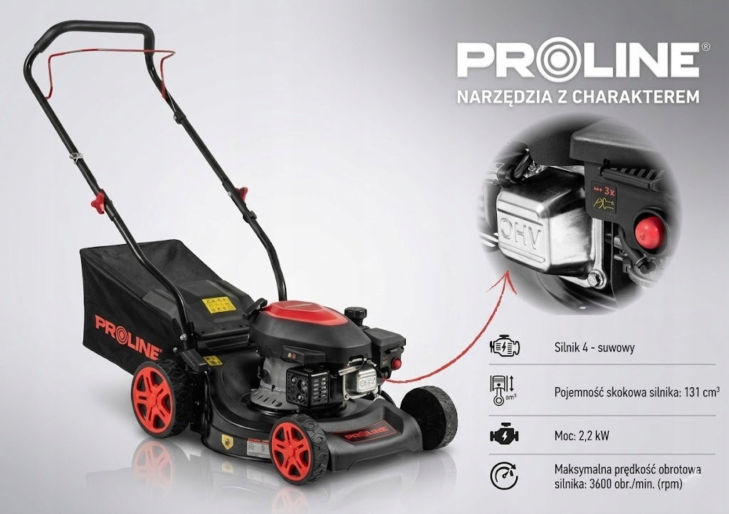 PROLINE DIESEL LAWN MOWER WITHOUT DRIVE WITH ADJUSTABLE 41cm, 131cc, 3HP Mowing width 41 cm
