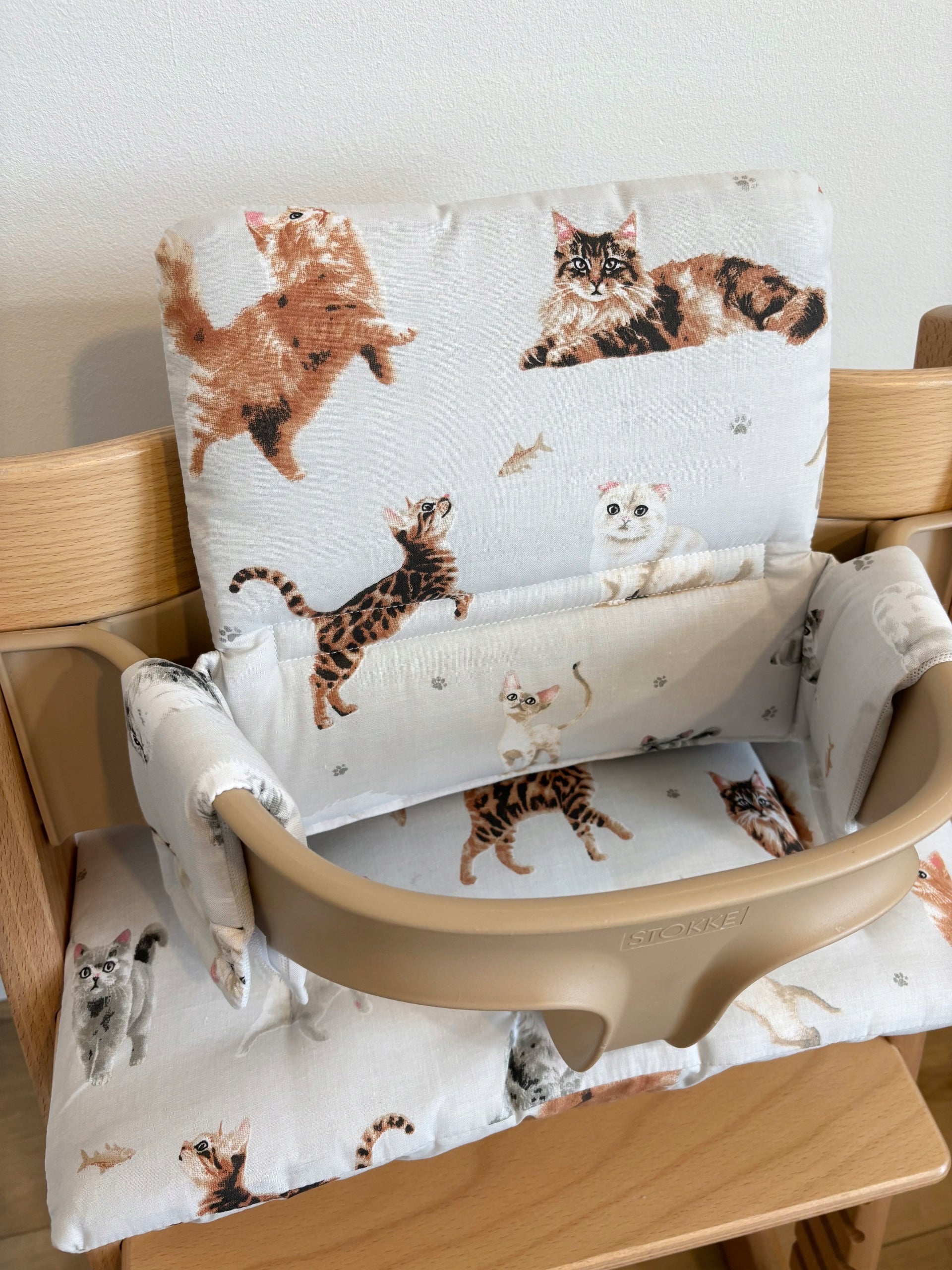 PROMOTION cotton pillows for Stokke Tripp Trapp 2in1 cats beige-gray