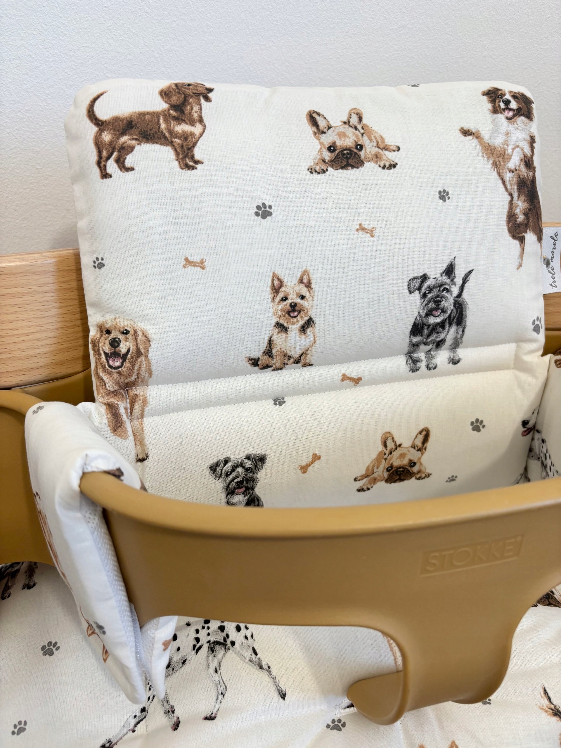 PROMOTION cotton pillows for Stokke Tripp Trapp 2in1 dogs beige and cream Packaging status original