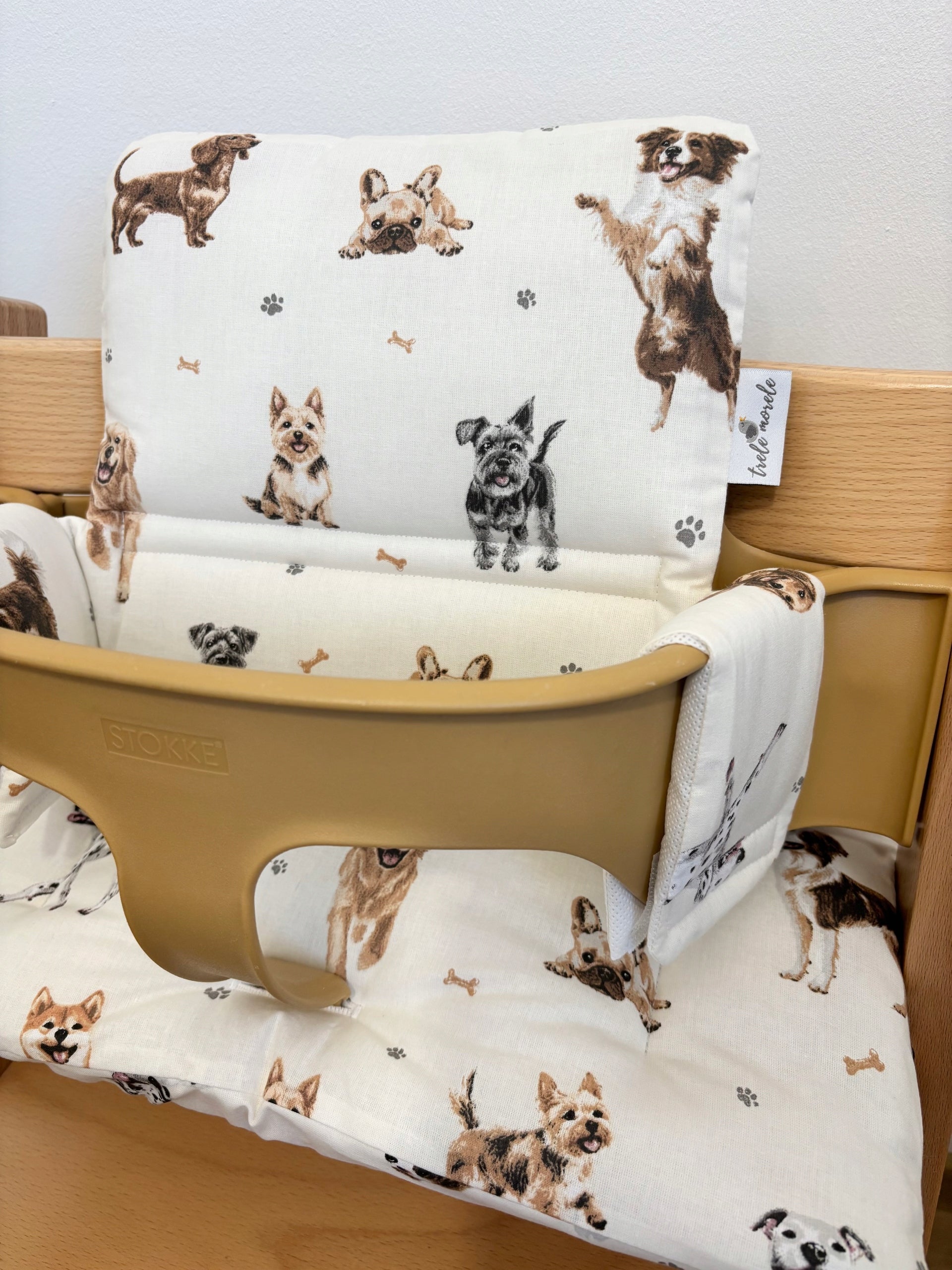 PROMOTION cotton pillows for Stokke Tripp Trapp 2in1 dogs beige and cream