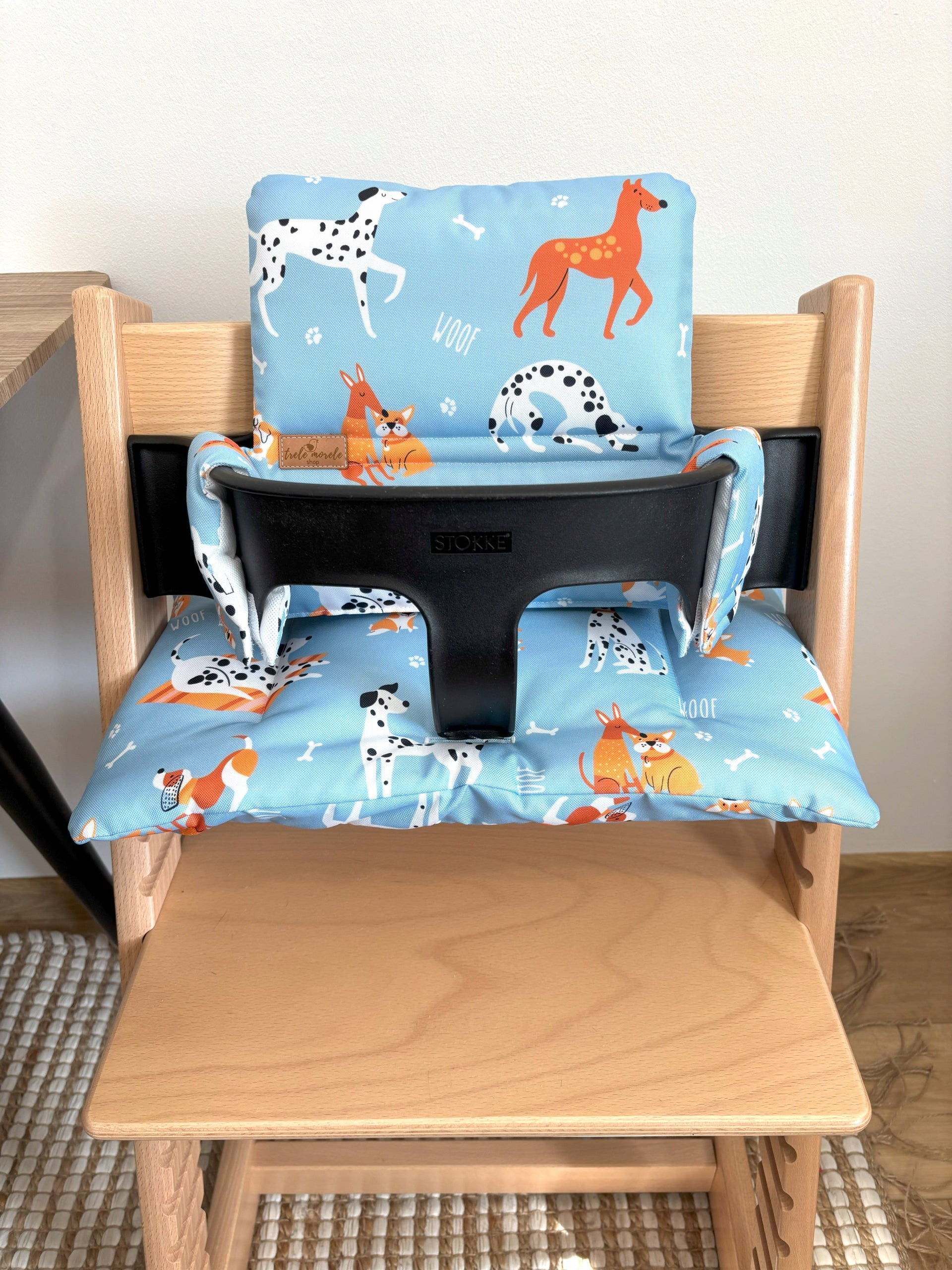 PROMOTION waterproof pillows for Stokke Tripp Trapp 2in1 dogs blue Packaging status original