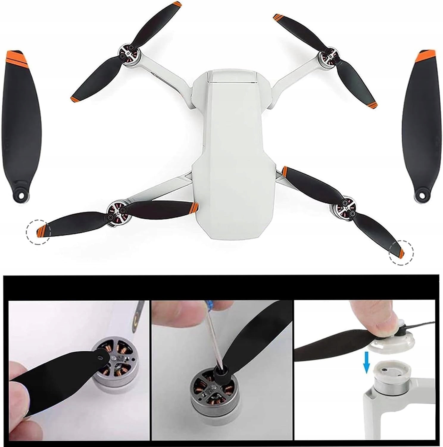 PROPELLERS FOR DRONE DJI (MAVIC) MINI 2 / SE / 2 SE - 2X SET OF 16 PIECES Manufacturer code 16x Śmigło mini2 Pomarańczowe