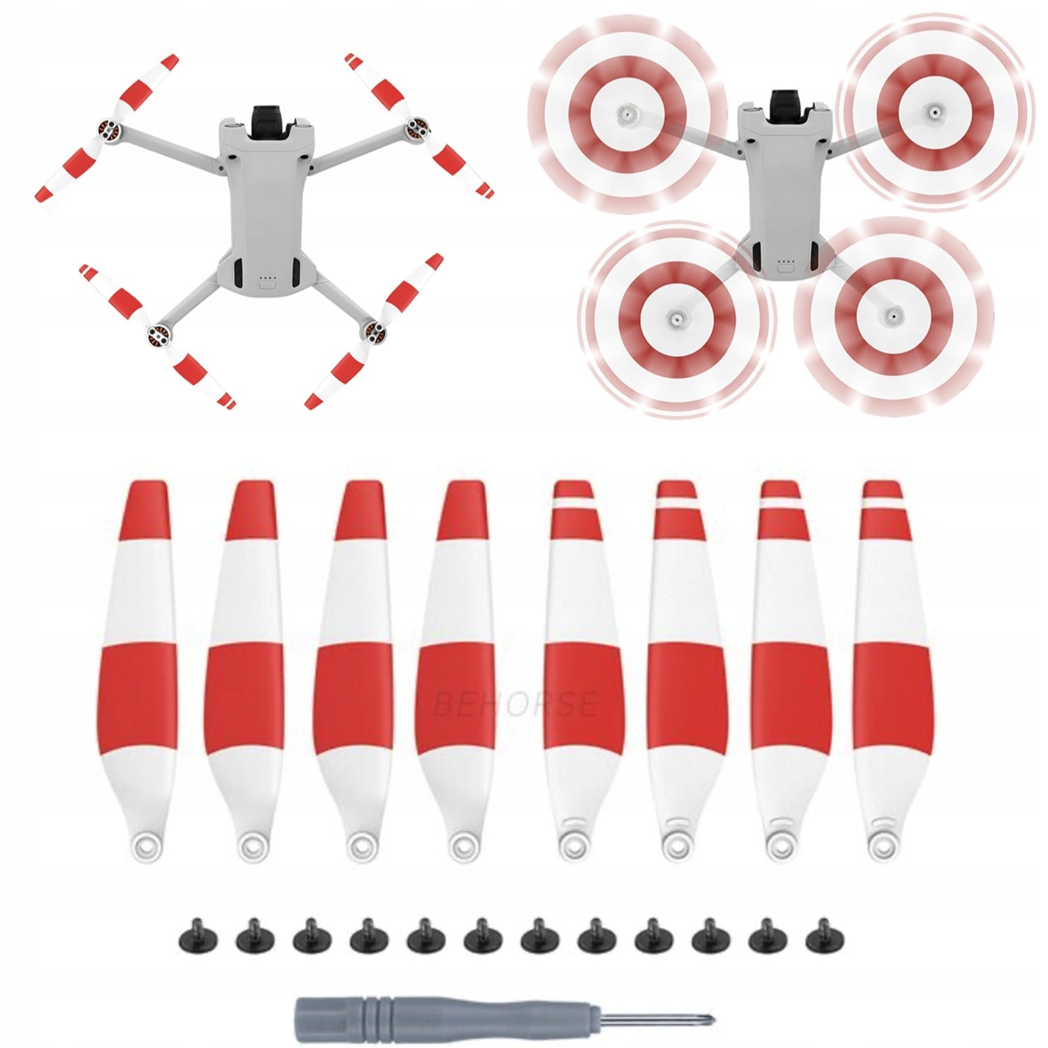 PROPELLERS FOR DRONE DJI MINI 3 PRO 8 PIECES RED SET RED CW + CCW