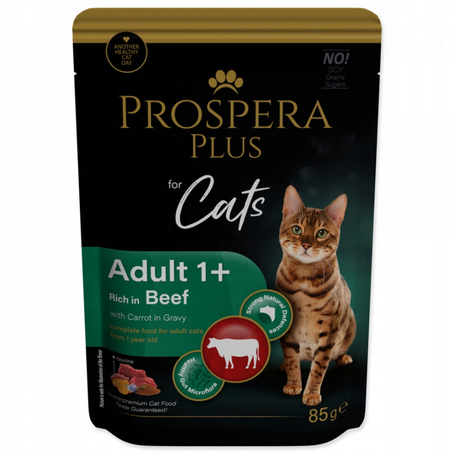 PROSPERA PLUS 85g wet cat food beef SHORT DATE