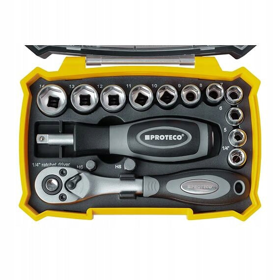 PROTECO sada bitů a hlavic 1/4" 38ks s ráčnou 43.SN-B06 Manufacturer code 43.SN-B06