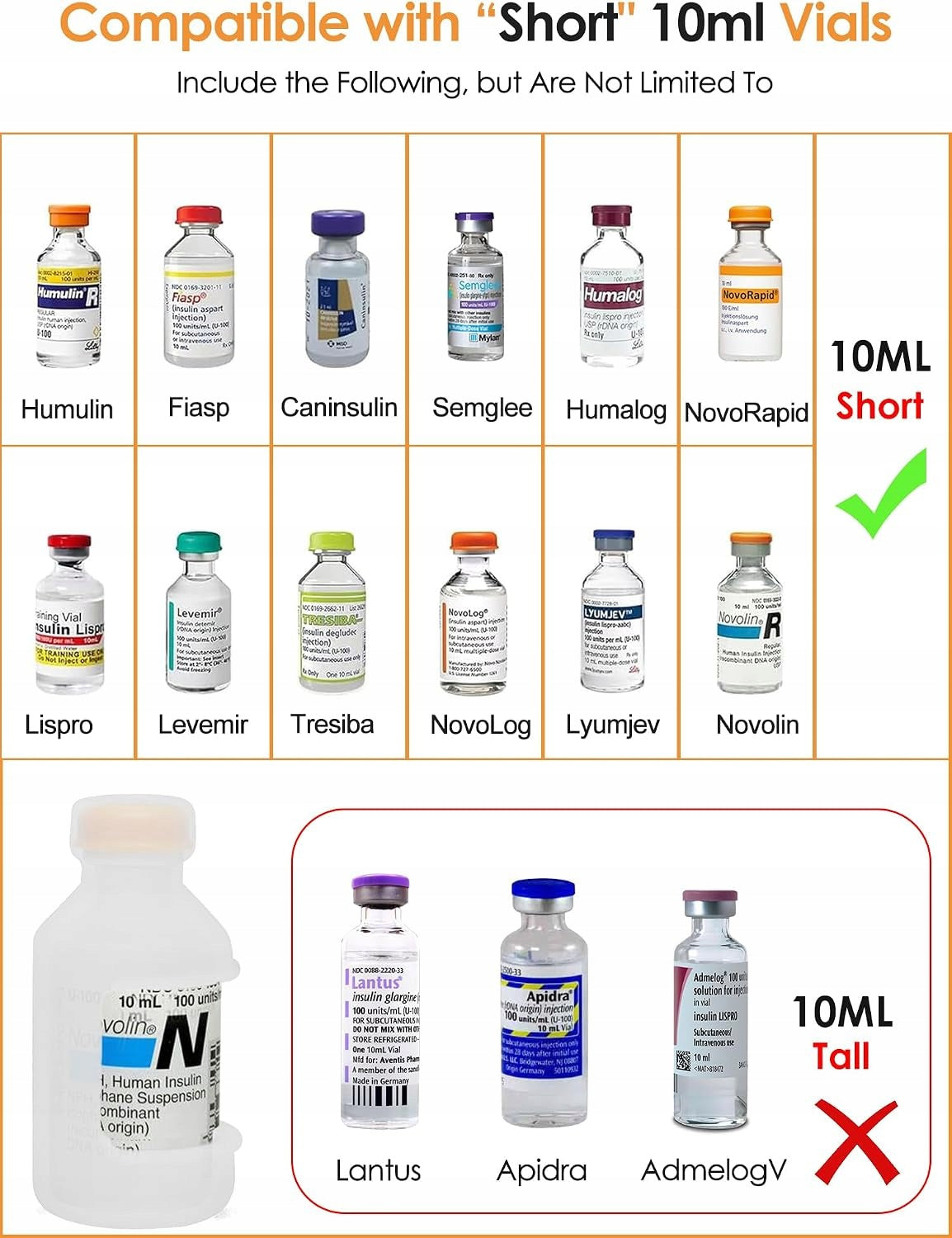PROTECTIVE CASE FOR INSULIN BOTTLES SILICONE SET OF 3 WHITE Medical device type accessories for a medical device or a product without an intended medical purpose