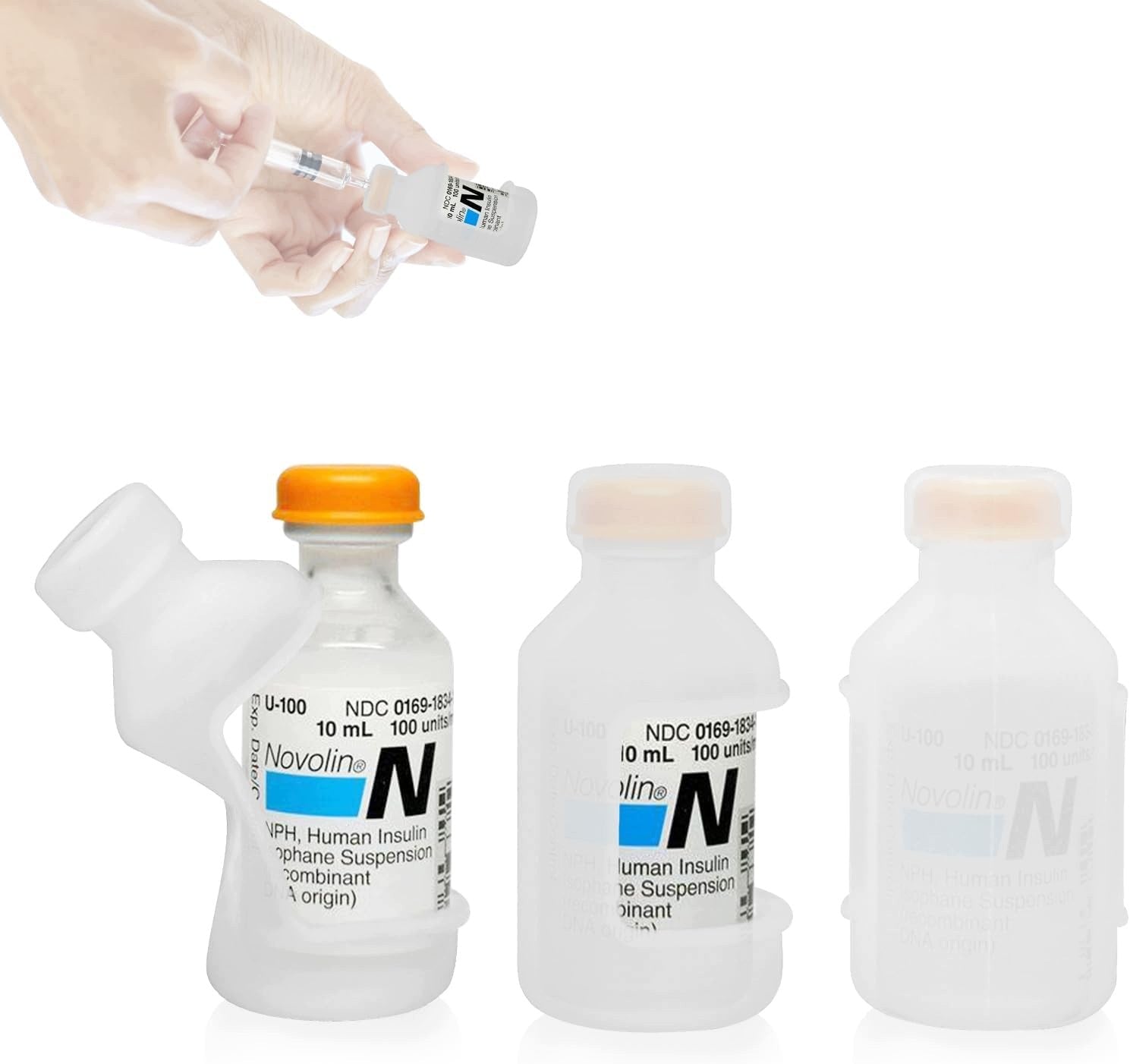 PROTECTIVE CASE FOR INSULIN BOTTLES SILICONE SET OF 3 WHITE