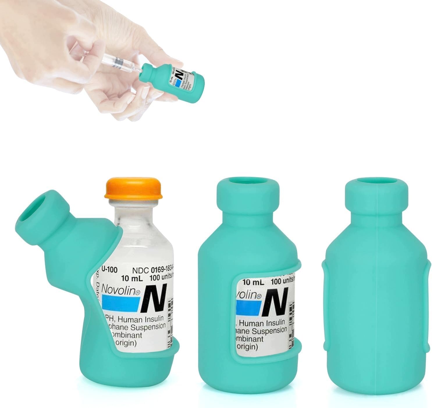 PROTECTIVE CASE FOR SILICONE INSULIN BOTTLES 3 PIECES SEA GREEN