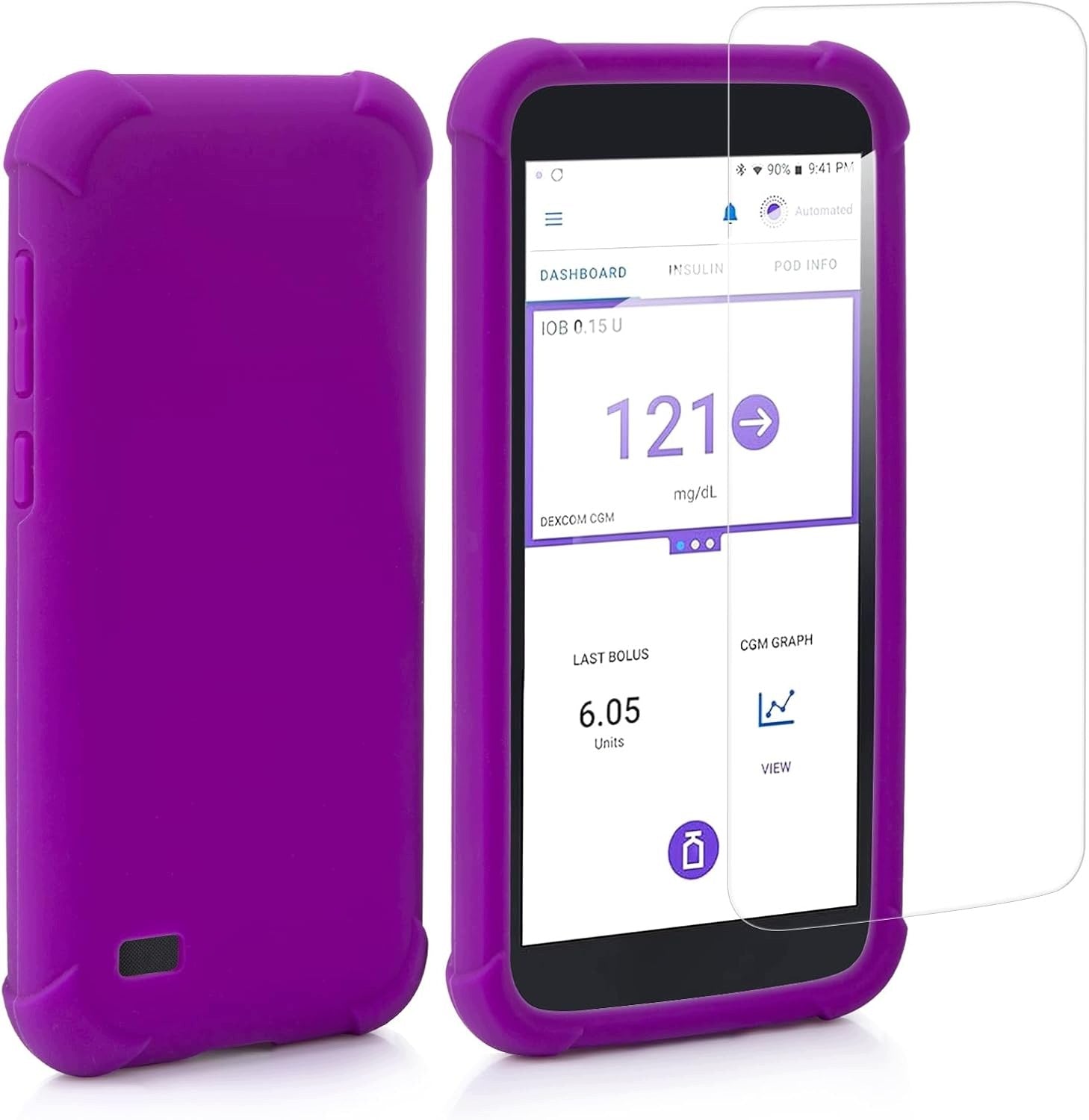 PROTECTIVE CASE OMNIPOD 5 SILICONE PURPLE + FILM GLASS