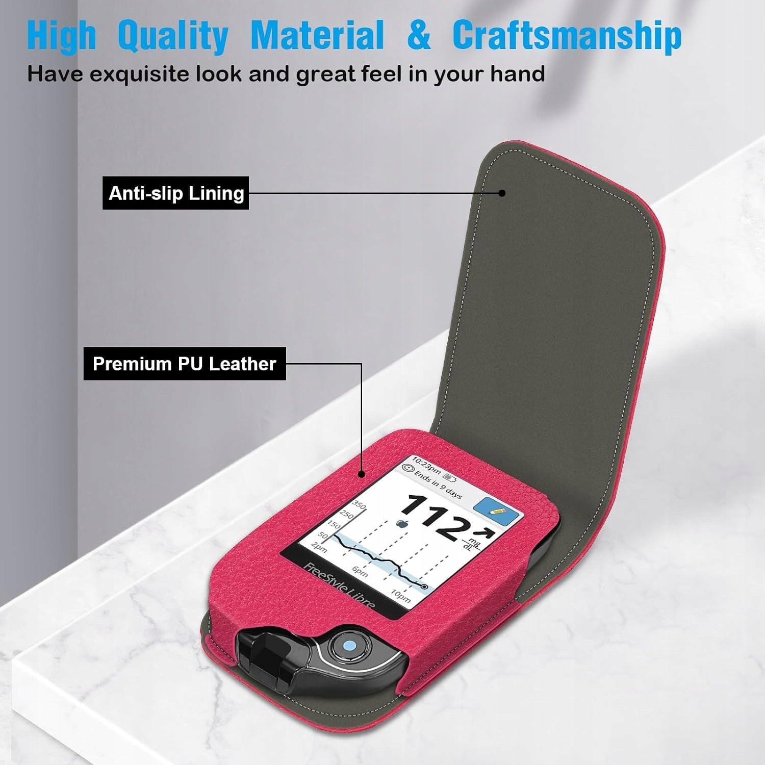 PROTECTIVE CASE PU LEATHER FREESTYLE LIBRE 3 2 CARABINER MAGENTA Medical device type accessories for a medical device or a product without an intended medical purpose