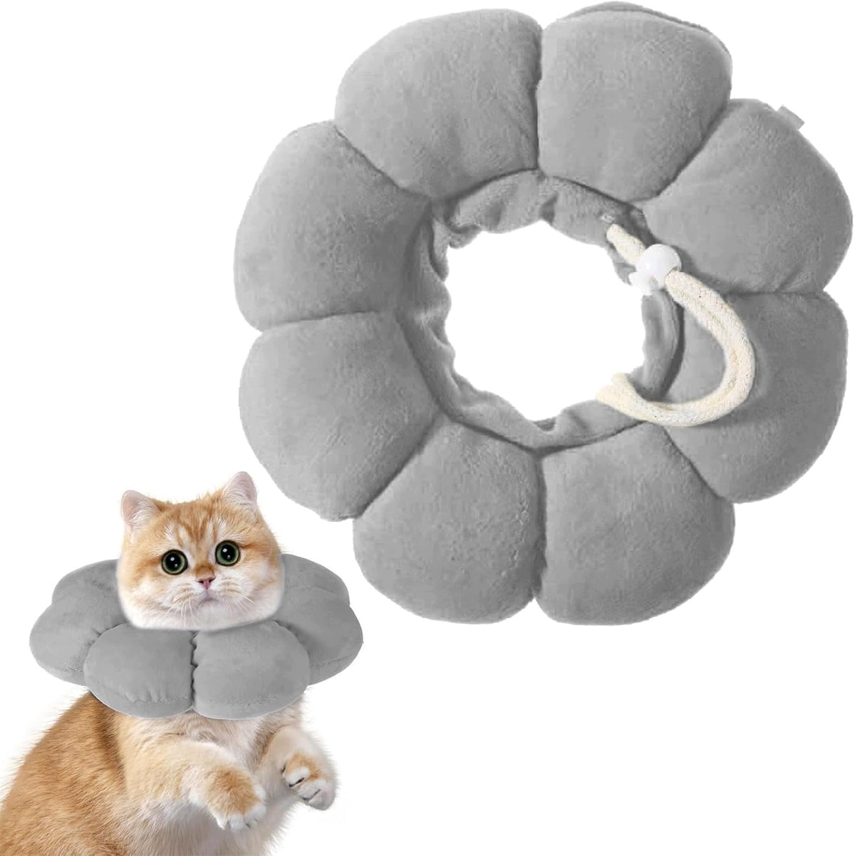 PROTECTIVE COLLAR FOR CAT GREY ADJUSTABLE 20-32 CM SOFT