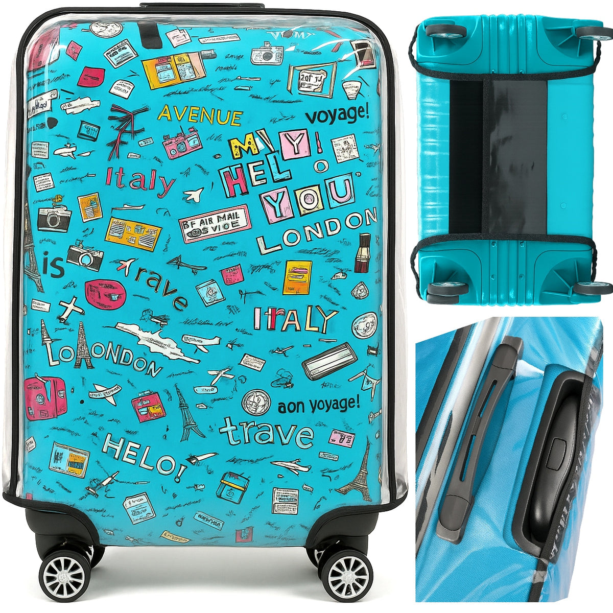 PROTECTIVE COVER FOR LARGE TRAVEL CASE TRANSPARENT 50X27X66 CM Packaging status original