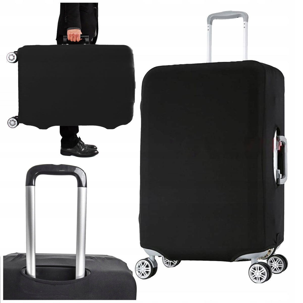 PROTECTIVE COVER FOR LUGGAGE LARGE XL SUITCASE CASE BLACK 80 CM WITH VELCRO