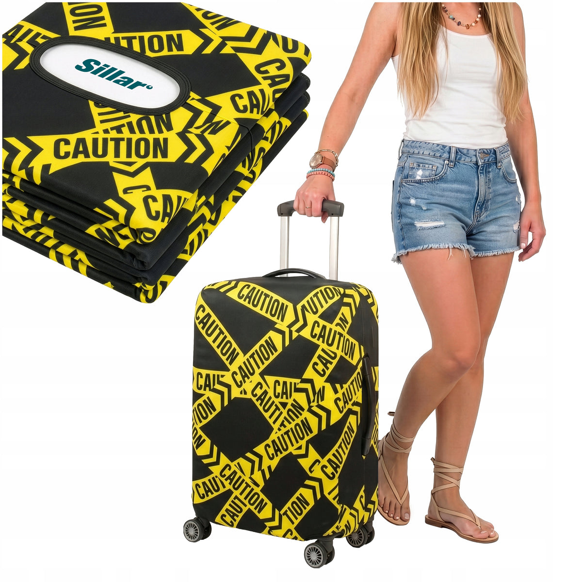 PROTECTIVE COVER FOR LUGGAGE SILLAR WITH TAPE MOTIF M 62 X 43 X 27 CM Color multicolor