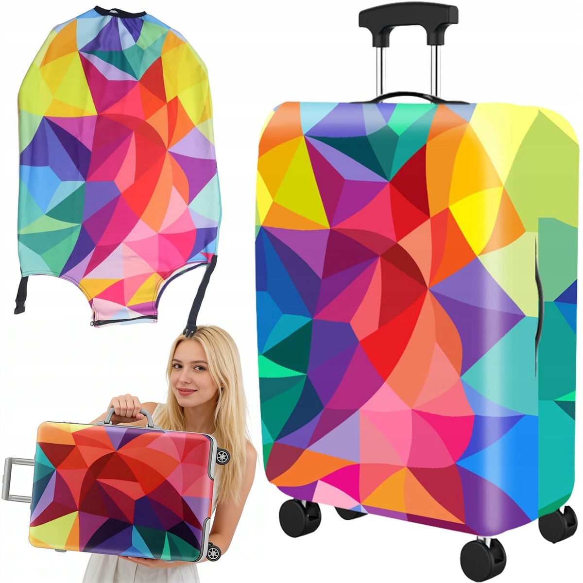 PROTECTIVE COVER FOR SUITCASE – WITH RAINBOW MOTIF, SIZE L, 70X50X30CM