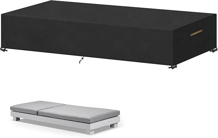 PROTECTIVE COVER FOR SUN LOUNGER FOR GARDEN WATERPROOF WINDPROOF BLACK