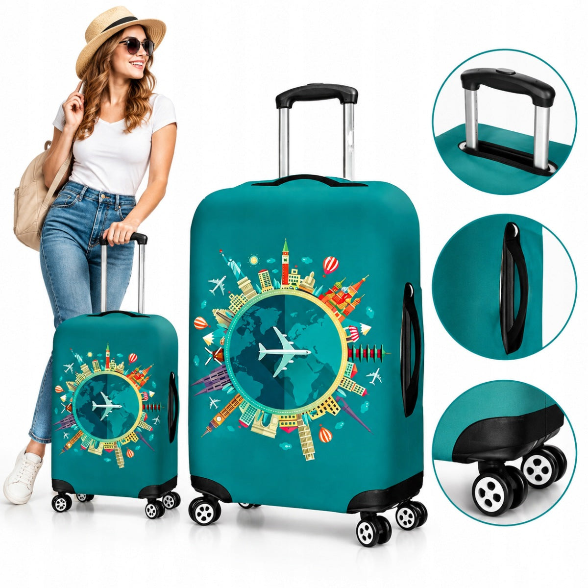PROTECTIVE COVER FOR TRAVEL SUITCASE LUGGAGE FLEXIBLE CASE L 80x54x33cm