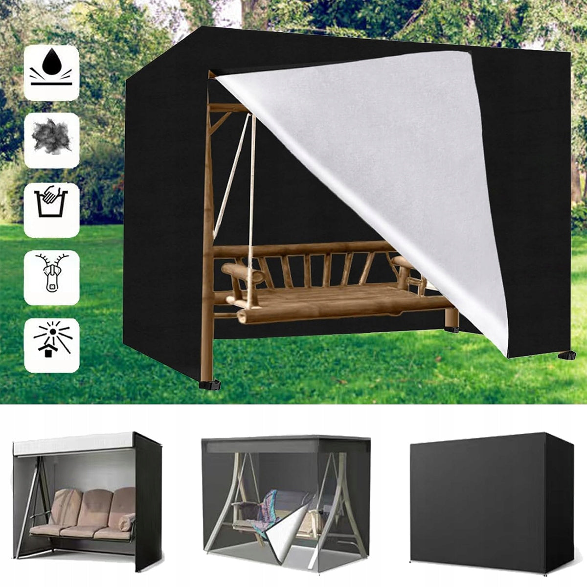 PROTECTIVE GARDEN SWING COVER 220*125*170cm WATERPROOF TARPAULIN Packaging status original