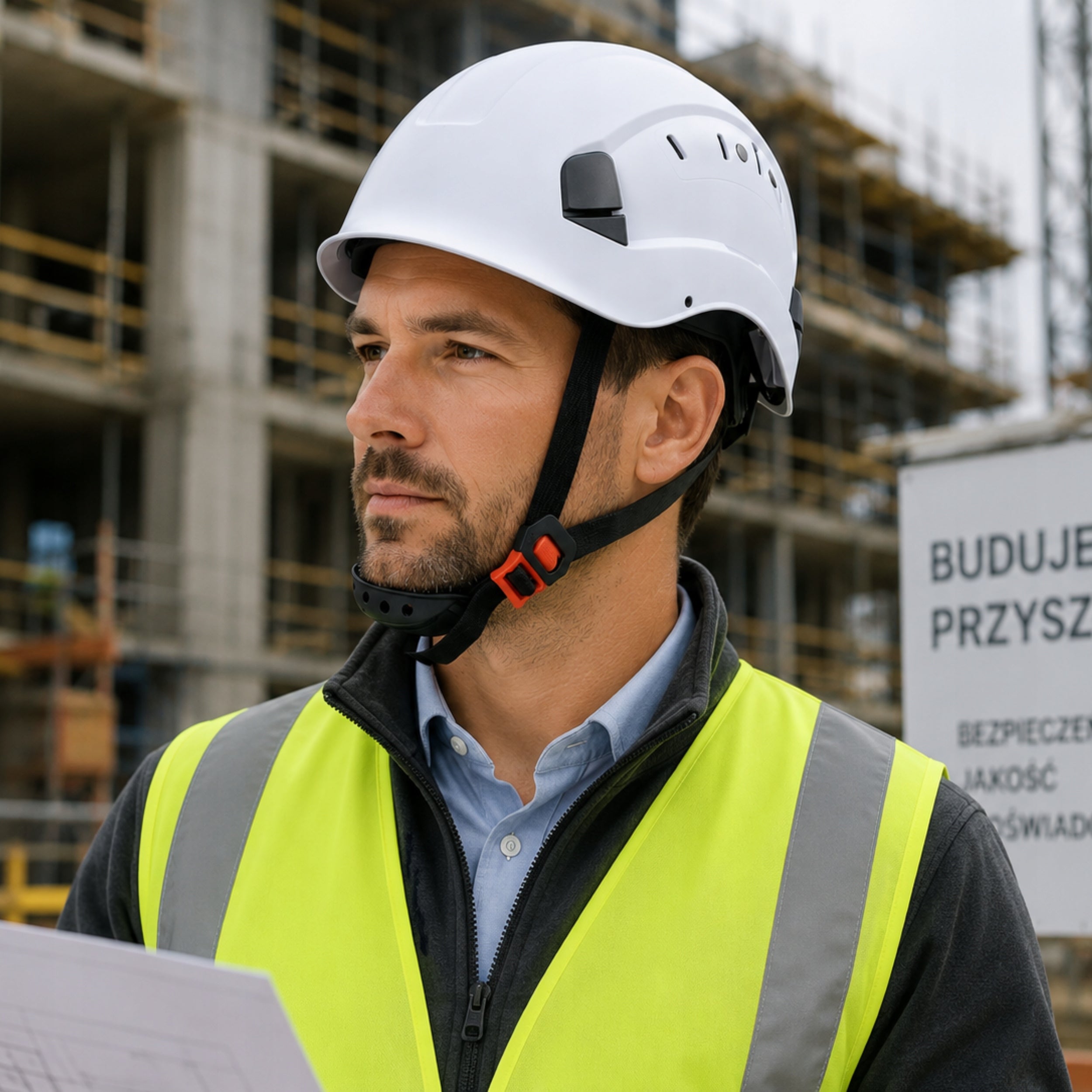 PROTECTIVE HELMET Construction Industrial Helmet ABS White 4-Point Ventilation Brand Specto