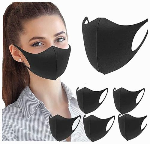 PROTECTIVE MASK FABRIC BLACK UNISEX REUSABLE 6 PIECES