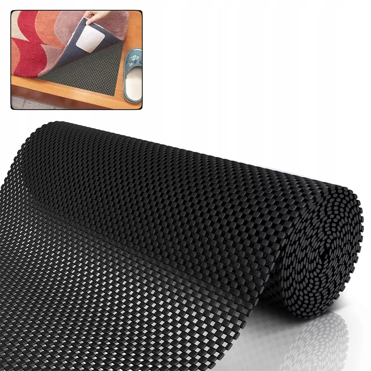 PROTECTIVE MAT FOR CABINET DRAWERS NON-SLIP 150x80cm STAIN RESISTANT BLACK