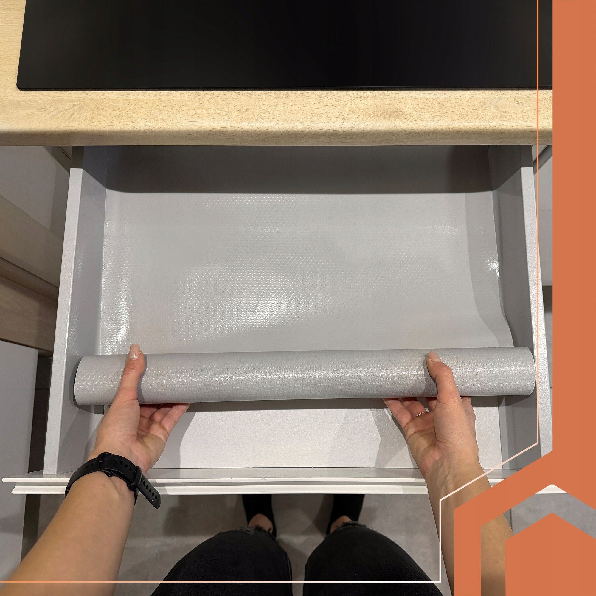 PROTECTIVE MAT FOR CABINET DRAWERS NON-SLIP 500x50 cm STAIN RESISTANT GREY Packaging status original