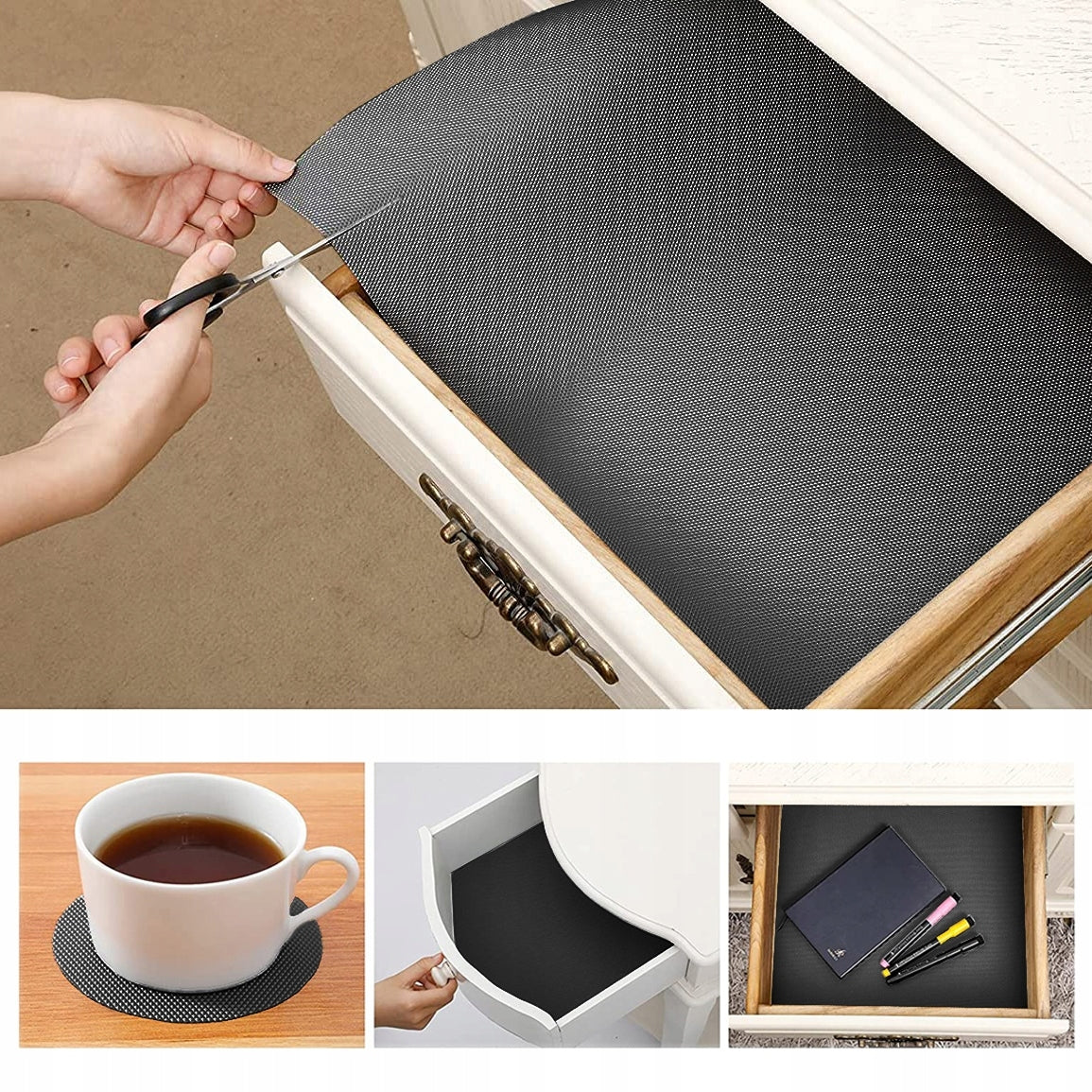 PROTECTIVE MAT NON-SLIP CABINET DRAWERS PAD ROLL 500x48 BLACK Brand Iceri