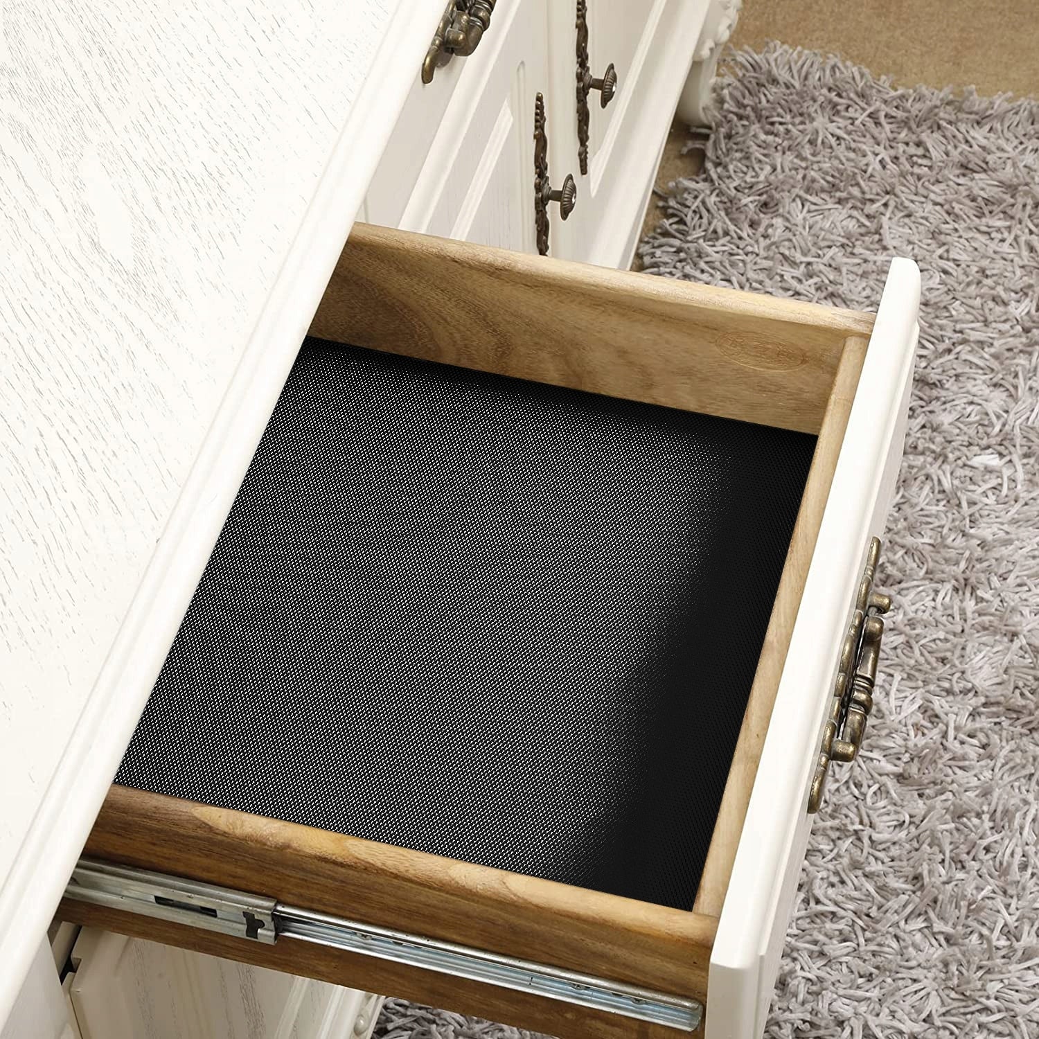 PROTECTIVE MAT NON-SLIP CABINET DRAWERS PAD ROLL 500x48 BLACK Length 500 cm