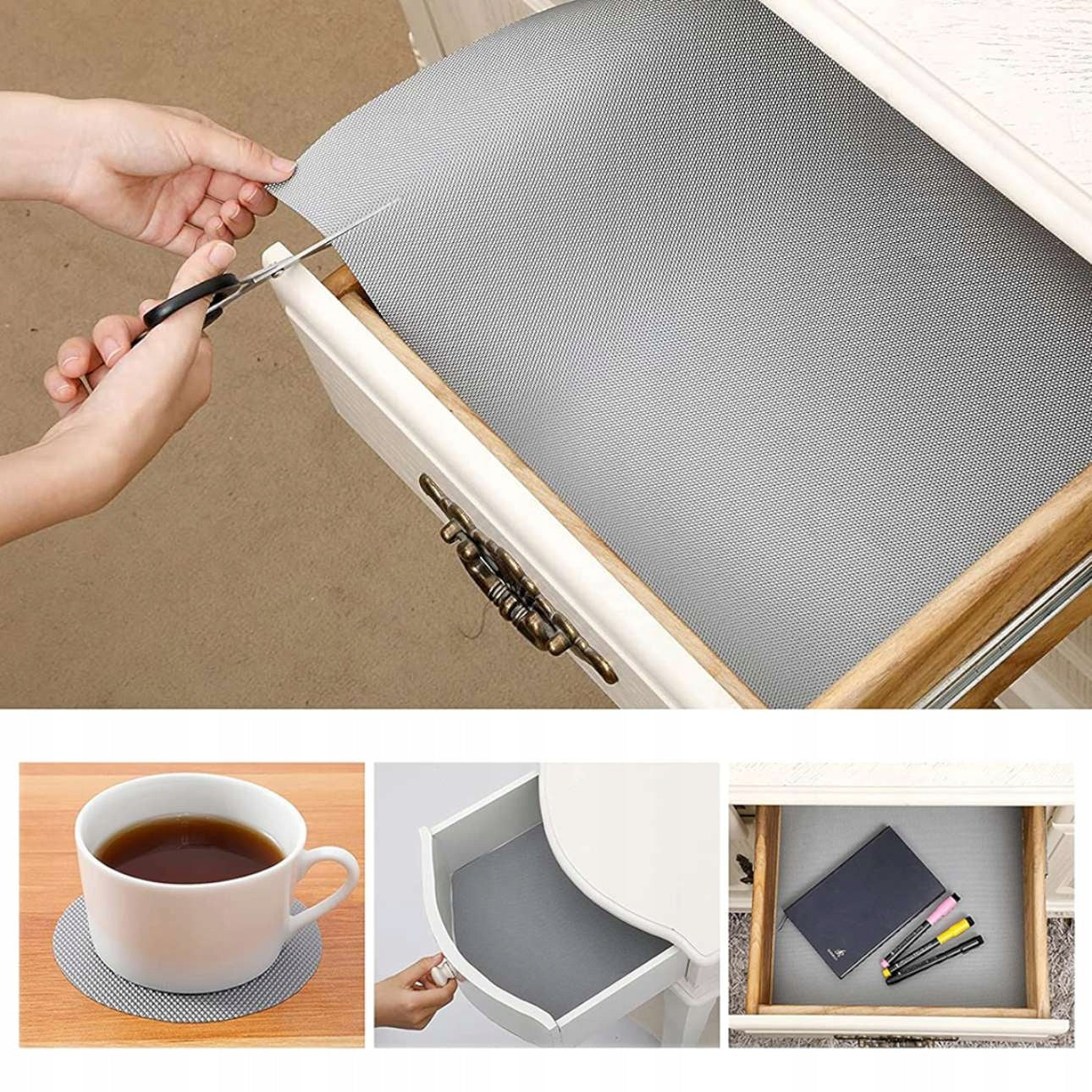 PROTECTIVE MAT NON-SLIP FOR CABINET DRAWERS PAD ROLL 500x48 GREY Brand Iceri