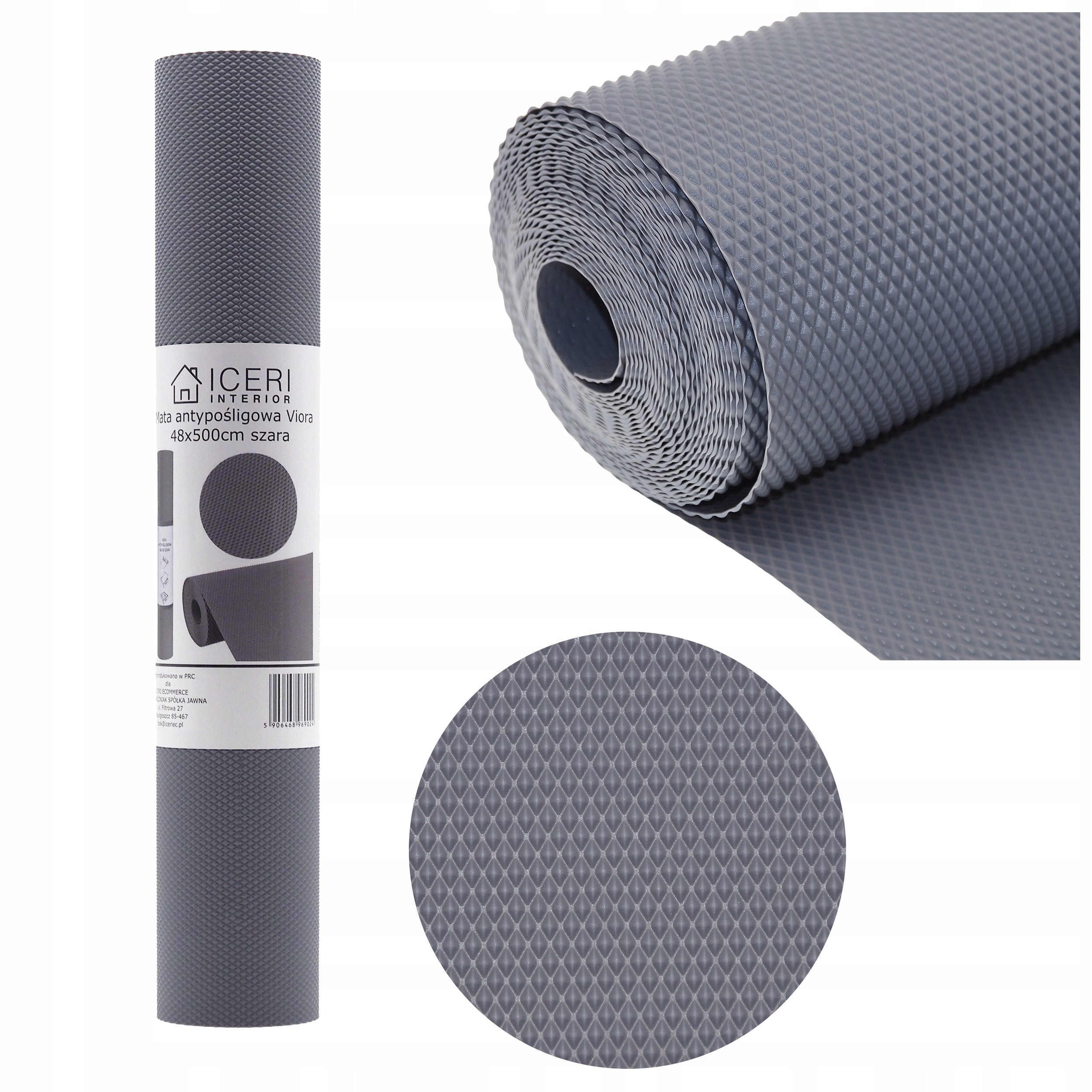 PROTECTIVE MAT NON-SLIP FOR CABINET DRAWERS PAD ROLL 500x48 GREY