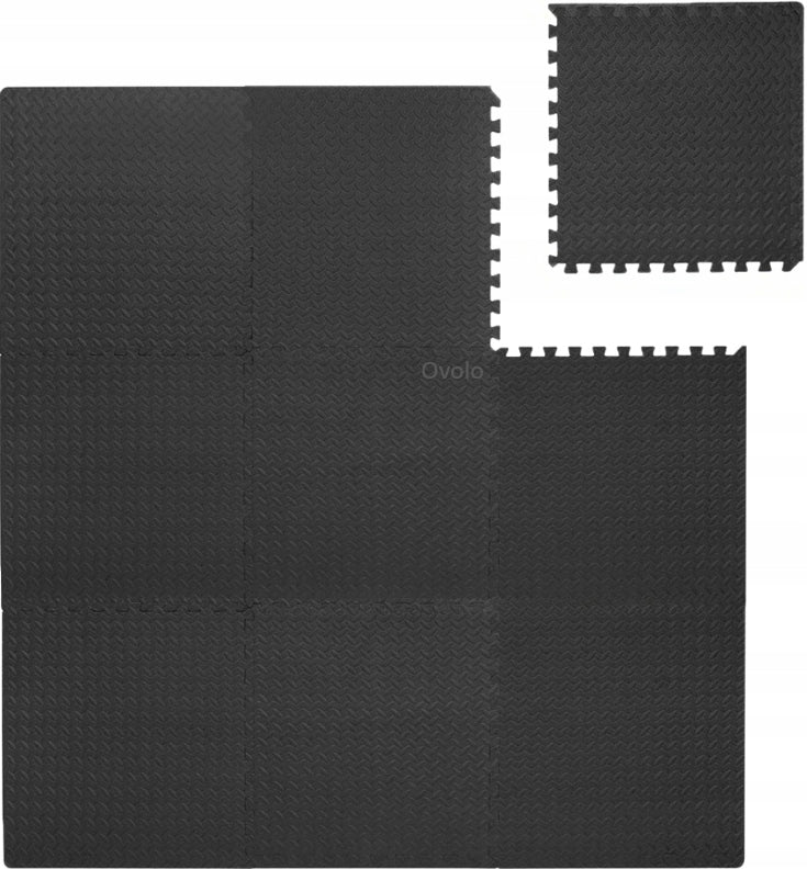 PROTECTIVE RUBBER MAT FLOOR PUZZLE 60x60 FOR GYM FOR EQUIPMENT 9 PCS