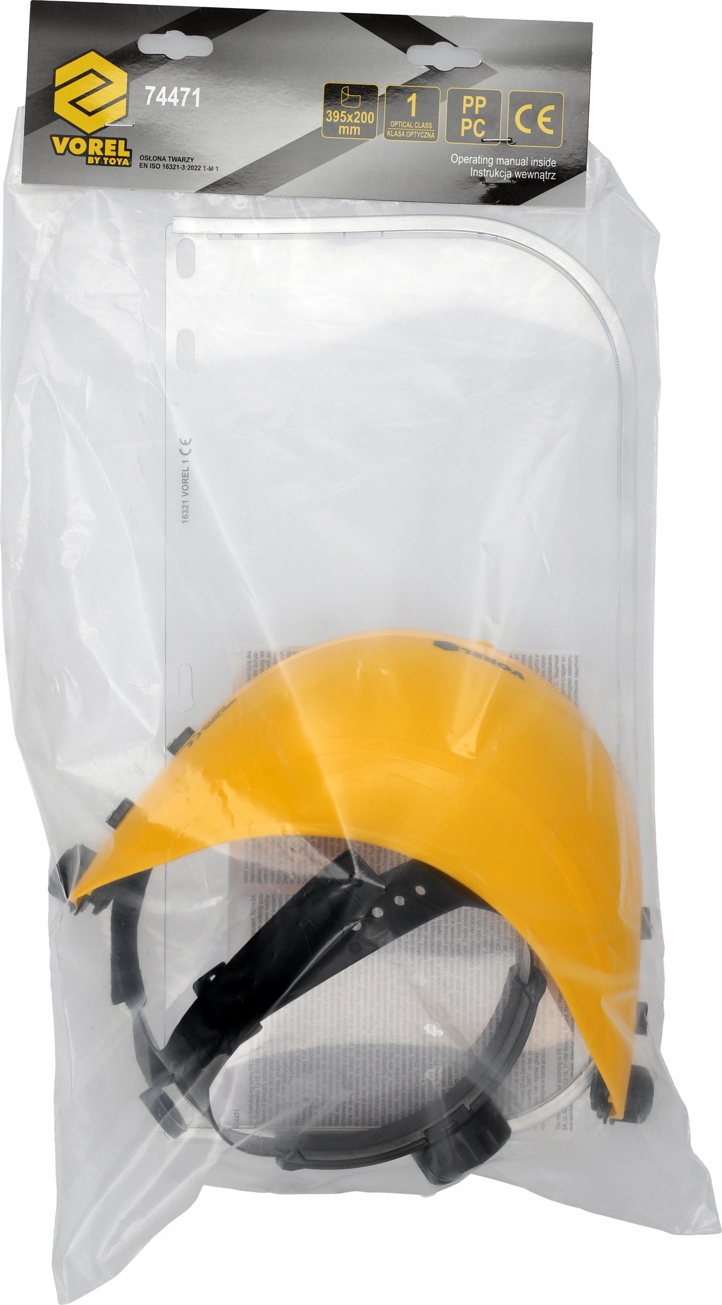 PROTECTIVE VISOR FACE SHIELD HEALTH AND SAFETY ADJUSTABLE WITH HEADER 395x200mm VOREL EAN (GTIN) 5906083057960