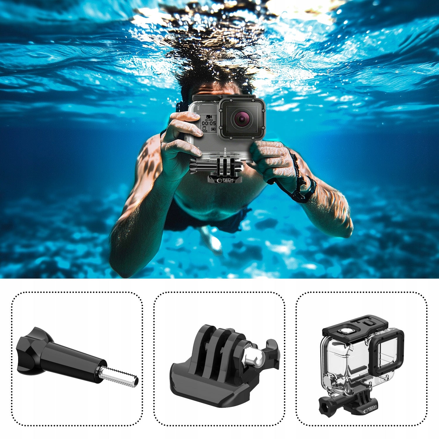PROTECTIVE WATERPROOF CASE FOR GOPRO HERO 5 / 6 / 7 Packaging status original
