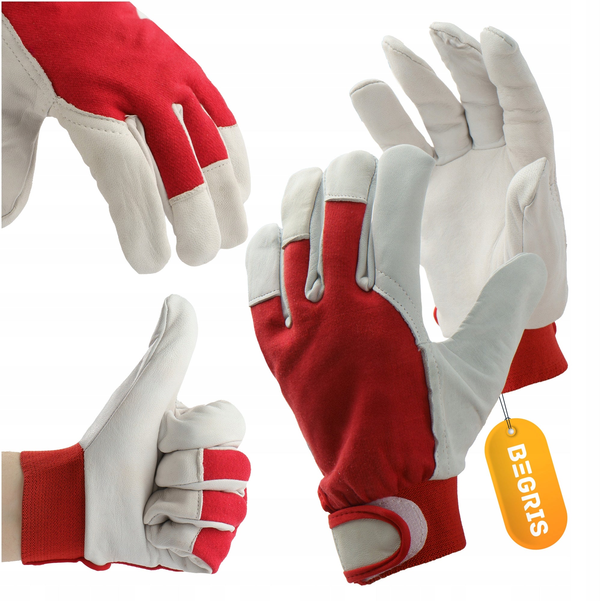 PROTECTIVE WORK GLOVES ASSEMBLY LEATHER GOAT LEATHER VELCRO 10 STRONG