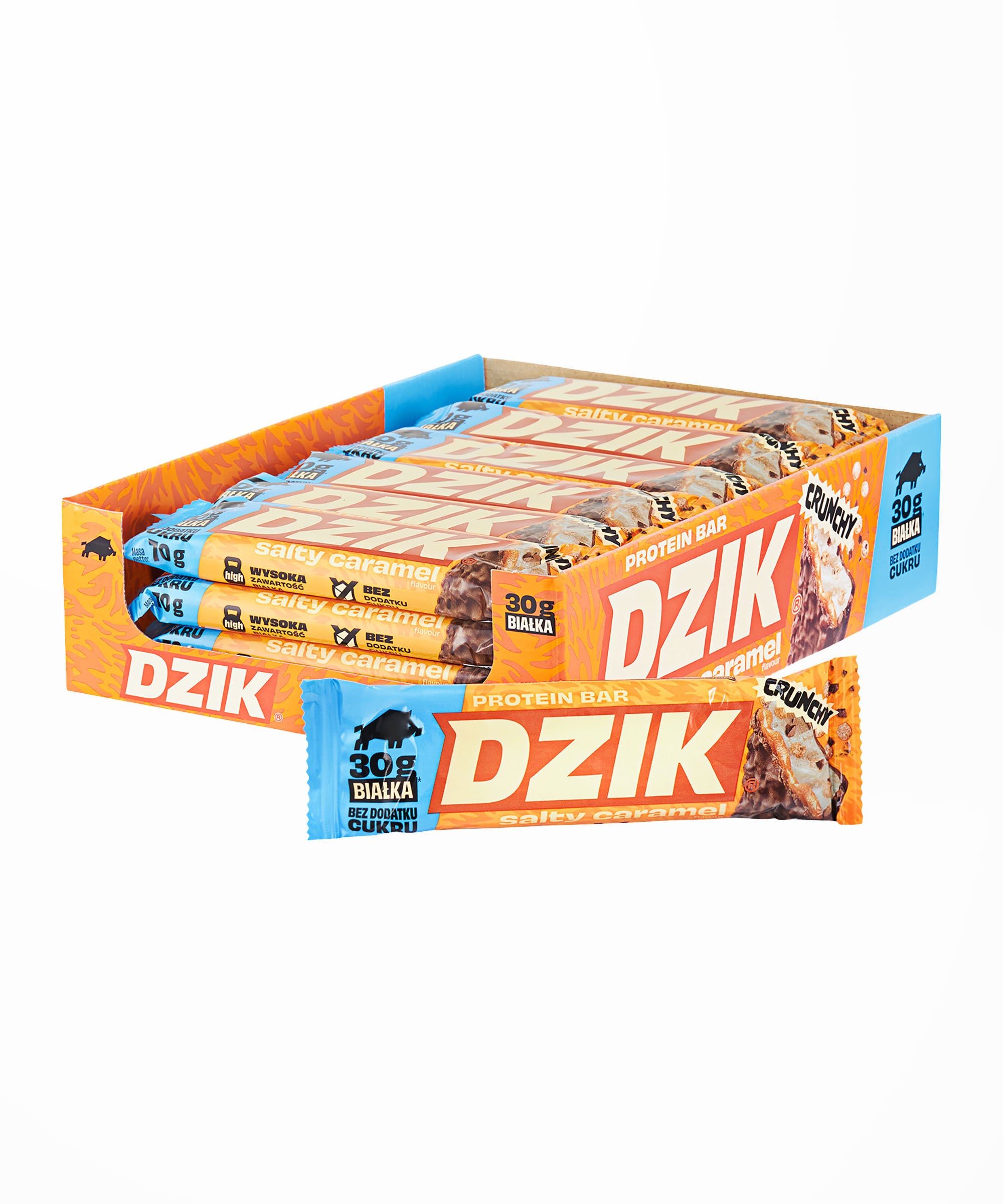 PROTEIN BAR WK DZIK CARAMEL CRUNCHY 70 g – WITHOUT SUGAR – 30 g PROTEIN