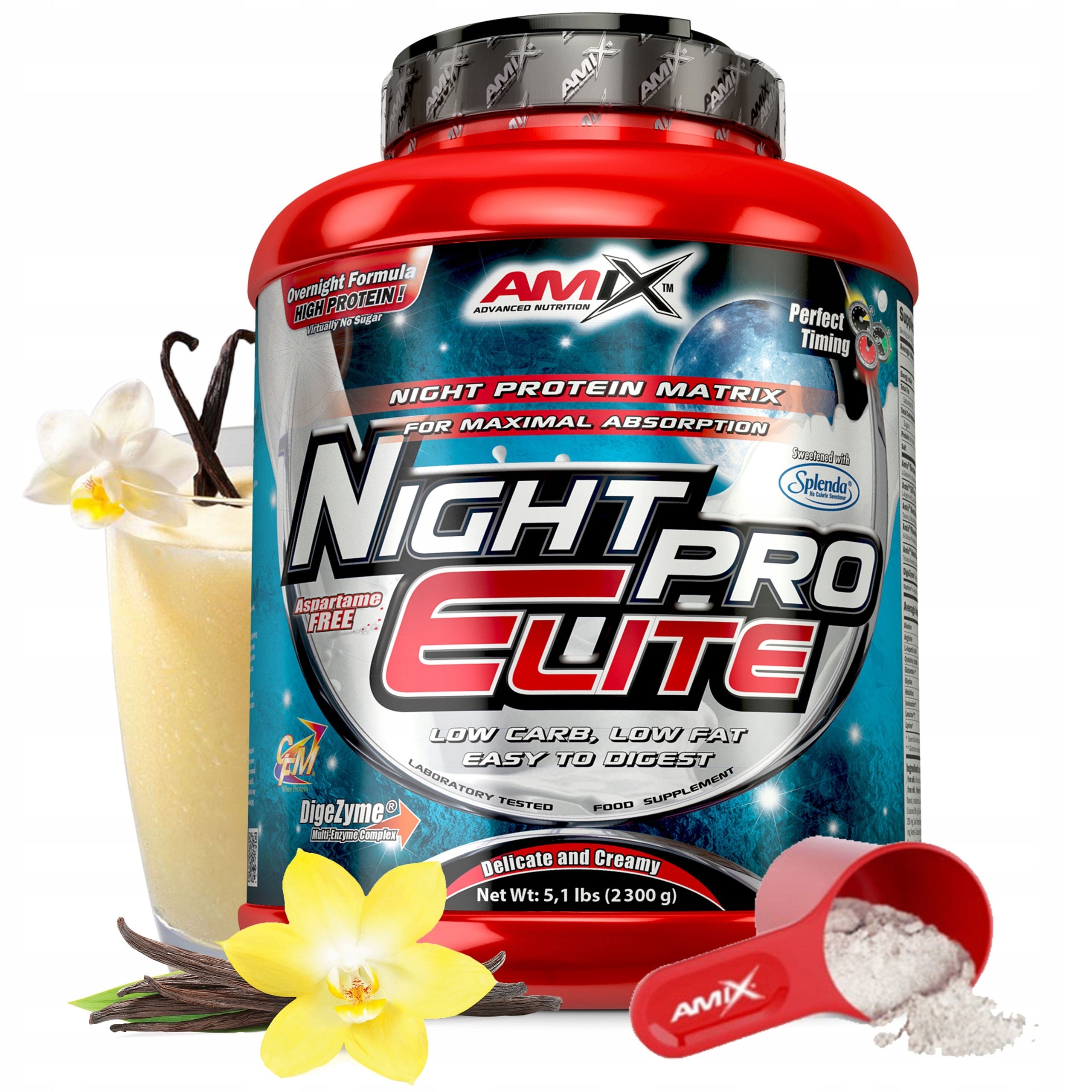 PROTEIN SUPPLEMENT FOR THE NIGHT Amix Casein BCAA, Enzymes, Hormone GH Boosters Testo