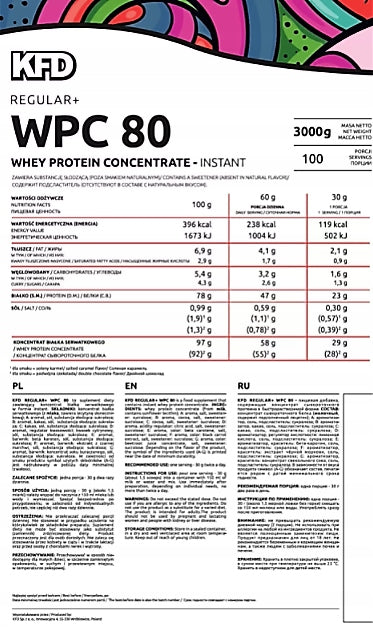 PROTEIN SUPPLEMENT WPC PROTEIN CONCENTRATE KFD POWDER 750g VANILLA FLAVOR EAN (GTIN) 5901947661987