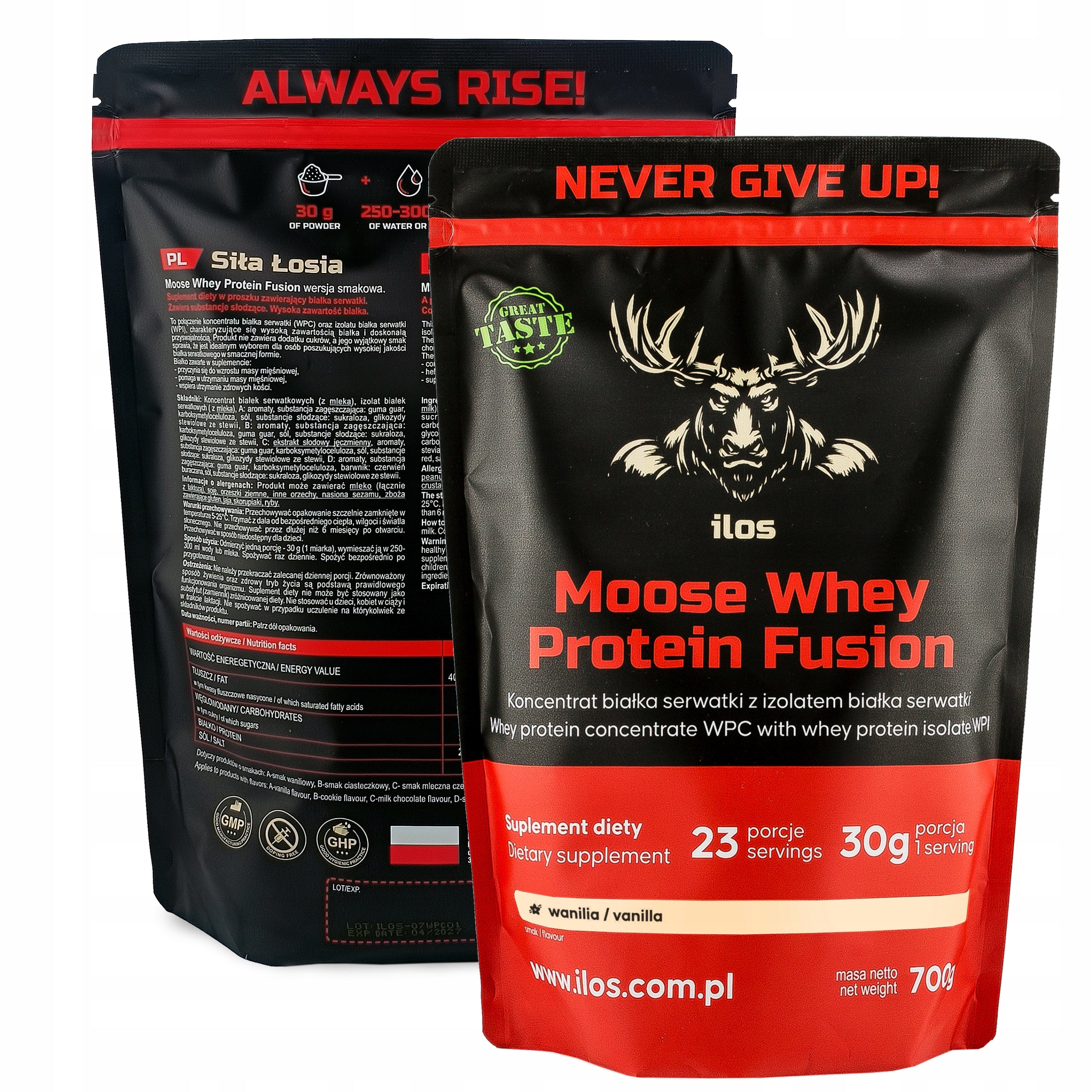 PROTEIN SUPPLEMENT WPI ISOLATE WHEY WPC CONCENTRATE 700 g vanilla ilos Expiration date at least 1 year from the date of purchase
